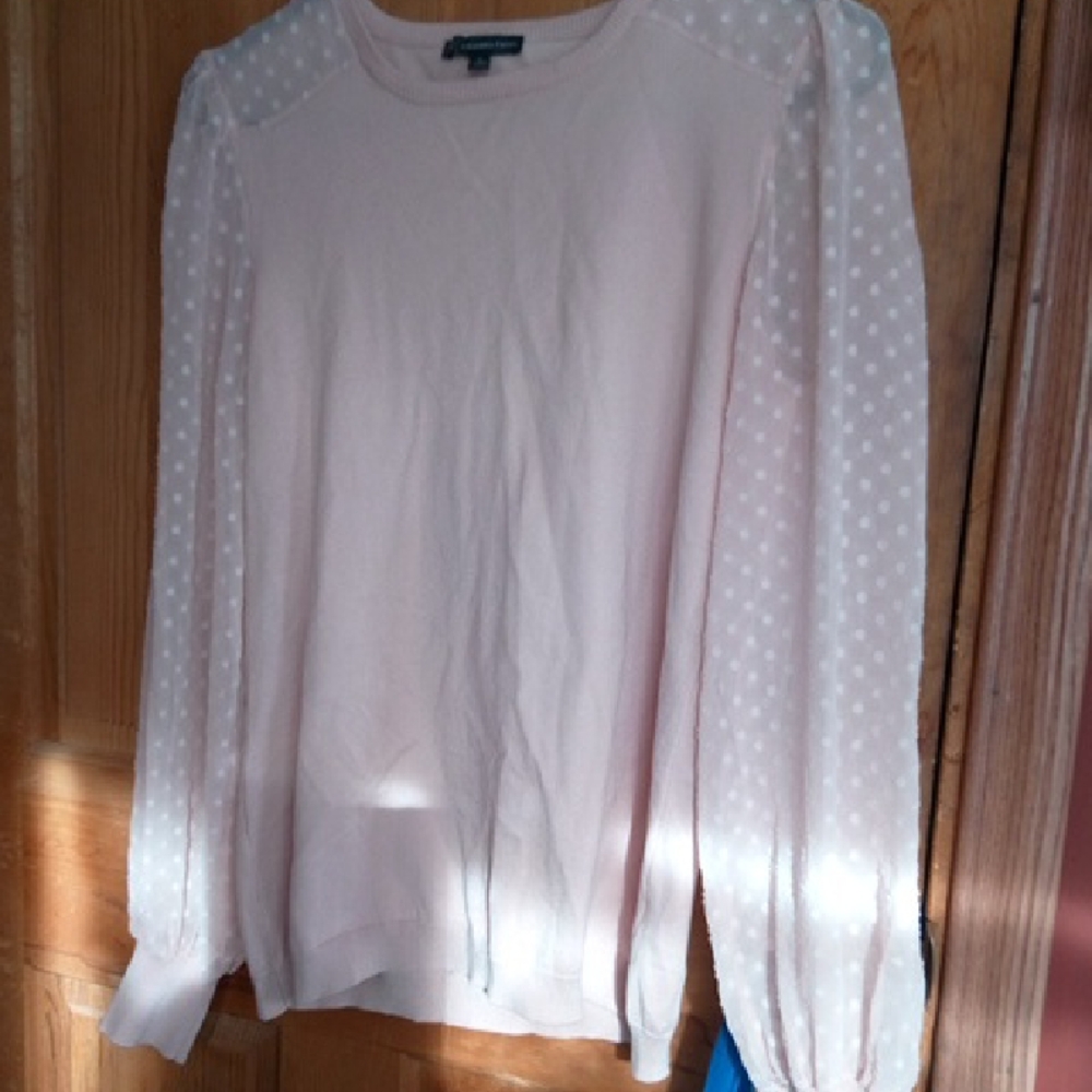 Chic Light Pink Polka Dot Sleeve Blouse